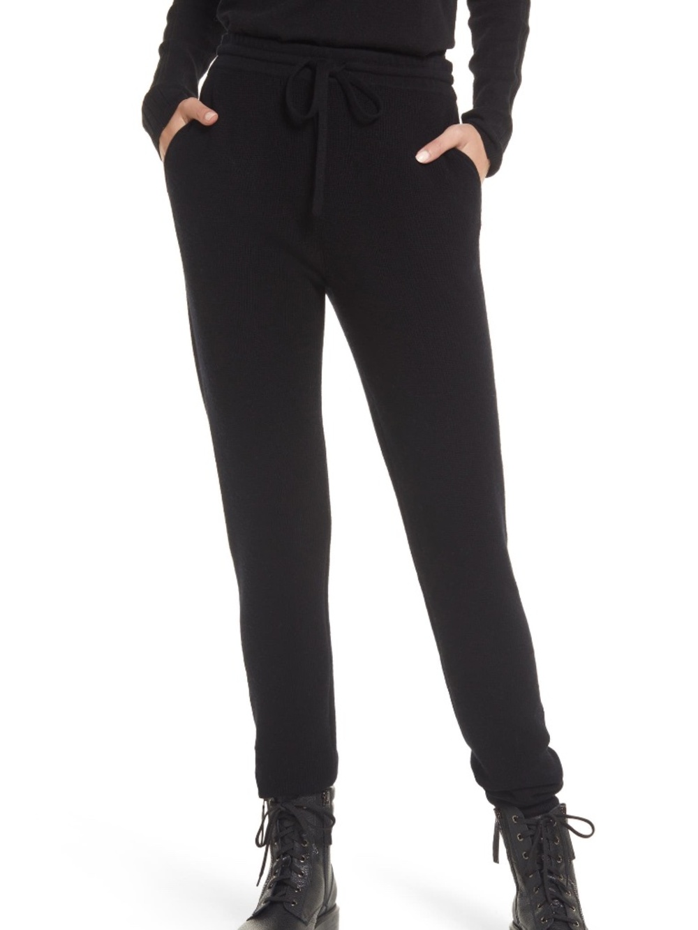 NWT AllSaints Ridley Wool Cashmere Blend Knit Jogger Pants, Black, Size M